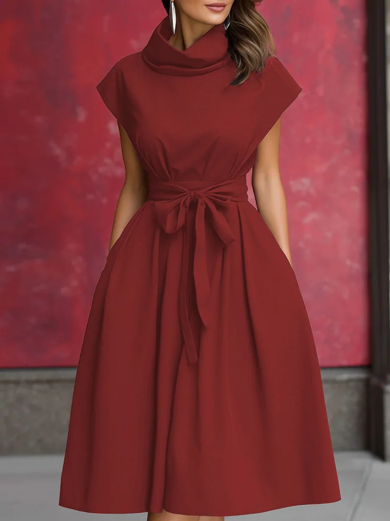 Damen Kleid mit schicker, geraffter Kapuze und praktischen Taschen Drune