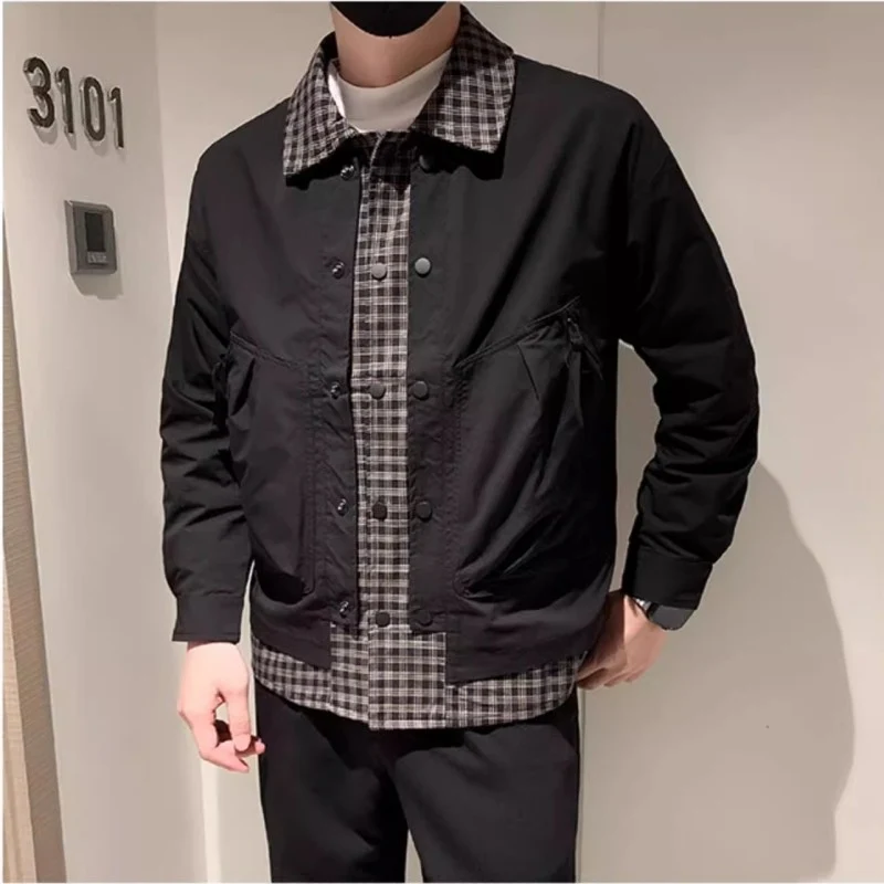 Herren Modische Utility Jacke mit hochschließendem Kragen Drune