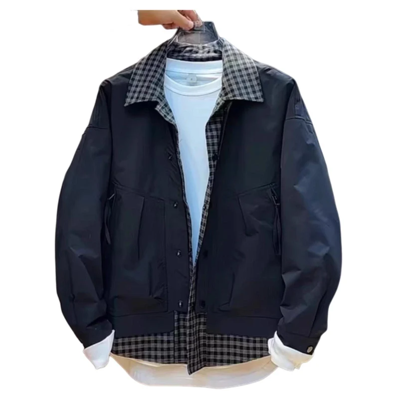 Herren Modische Utility Jacke mit hochschließendem Kragen Drune