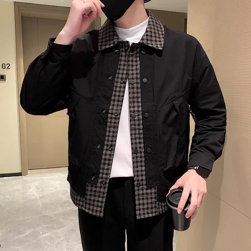 Herren Modische Utility Jacke mit hochschließendem Kragen Drune