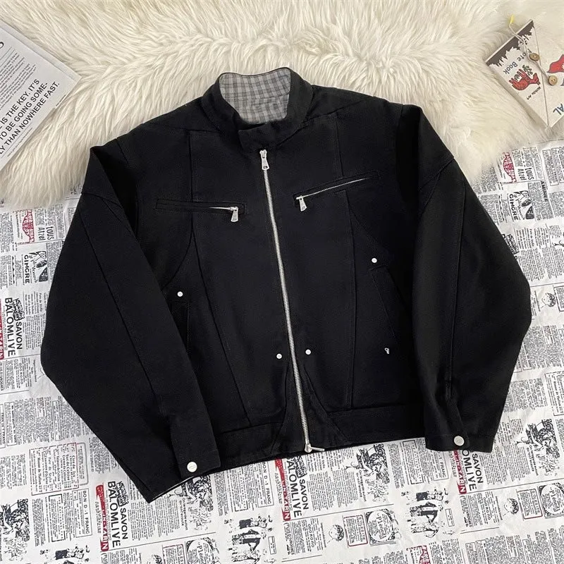 Herren Modische Übergangsjacke mit hochschließendem Kragen Drune