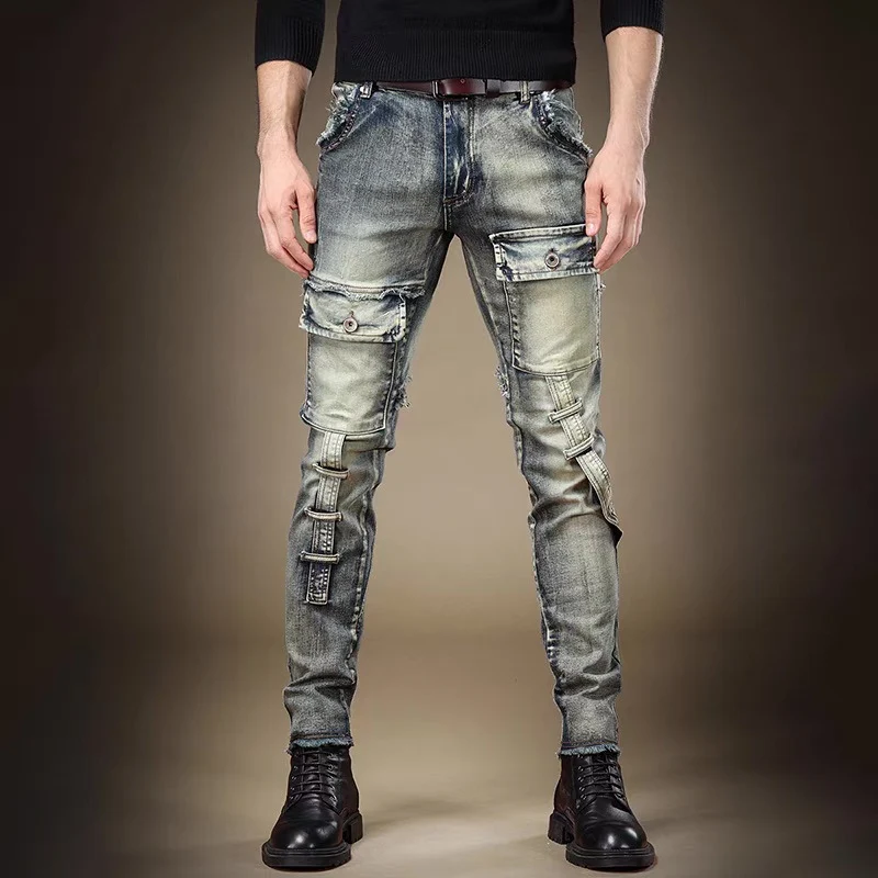Herren Modische Ripped Jeans mit kreativen Patches Drune 1788342747