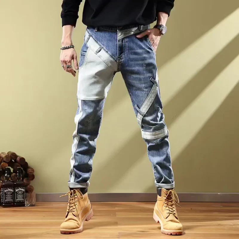 Herren Modische Ripped Jeans mit kreativen Patches Drune 1788342395