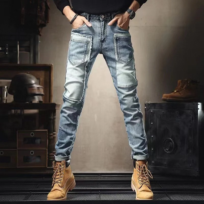 Herren Modische Ripped Jeans mit kreativen Patches Drune 1788342395