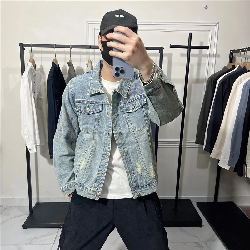 Herren Modische lässige Jeansjacke Drune