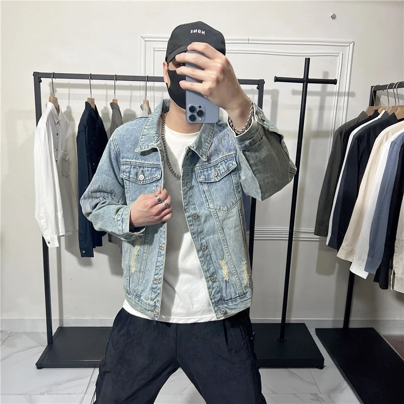 Herren Modische lässige Jeansjacke Drune