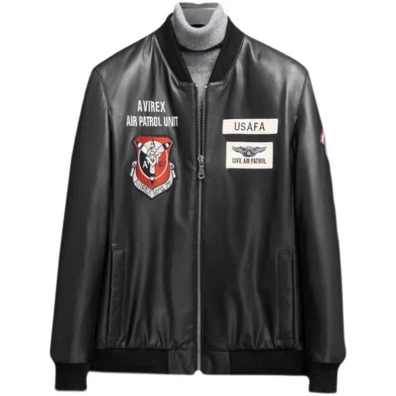 Herren Modische Kunstlederjacke mit kreativen Applikationen Drune