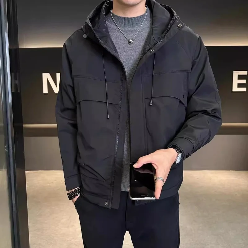 Herren Modische Freizeitjacke mit Kapuze Drune