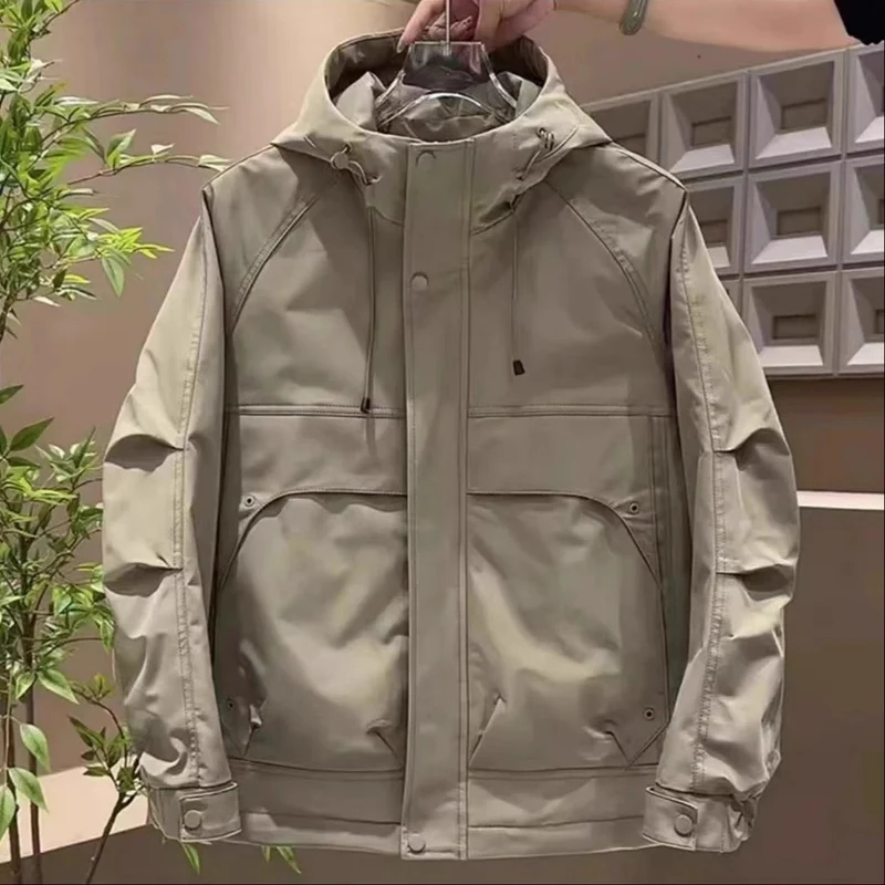 Herren Modische Freizeitjacke mit Kapuze Drune