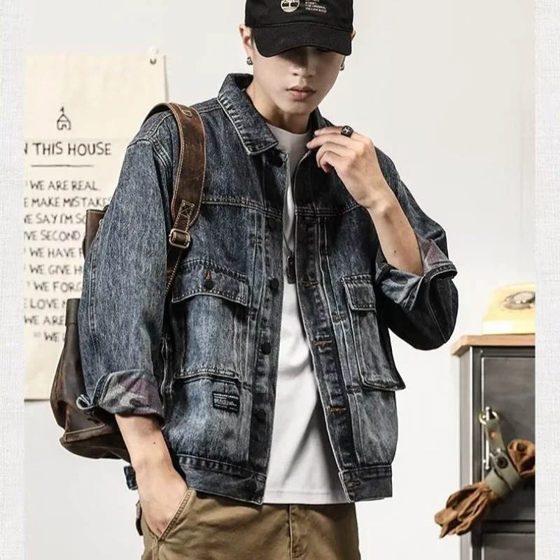 Herren Modische Denimjacke mit praktischen Taschen Drune