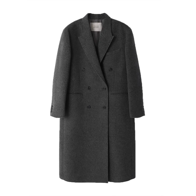Damen Eleganter und übergroßer Wollmantel Drune