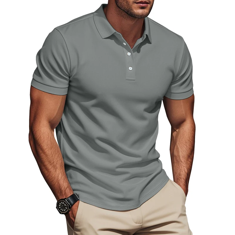 Herren nan Pima-Baumwoll-Polo mit Kentkragen, schmaler Silhouette und verstärkter Knopfleiste Drune