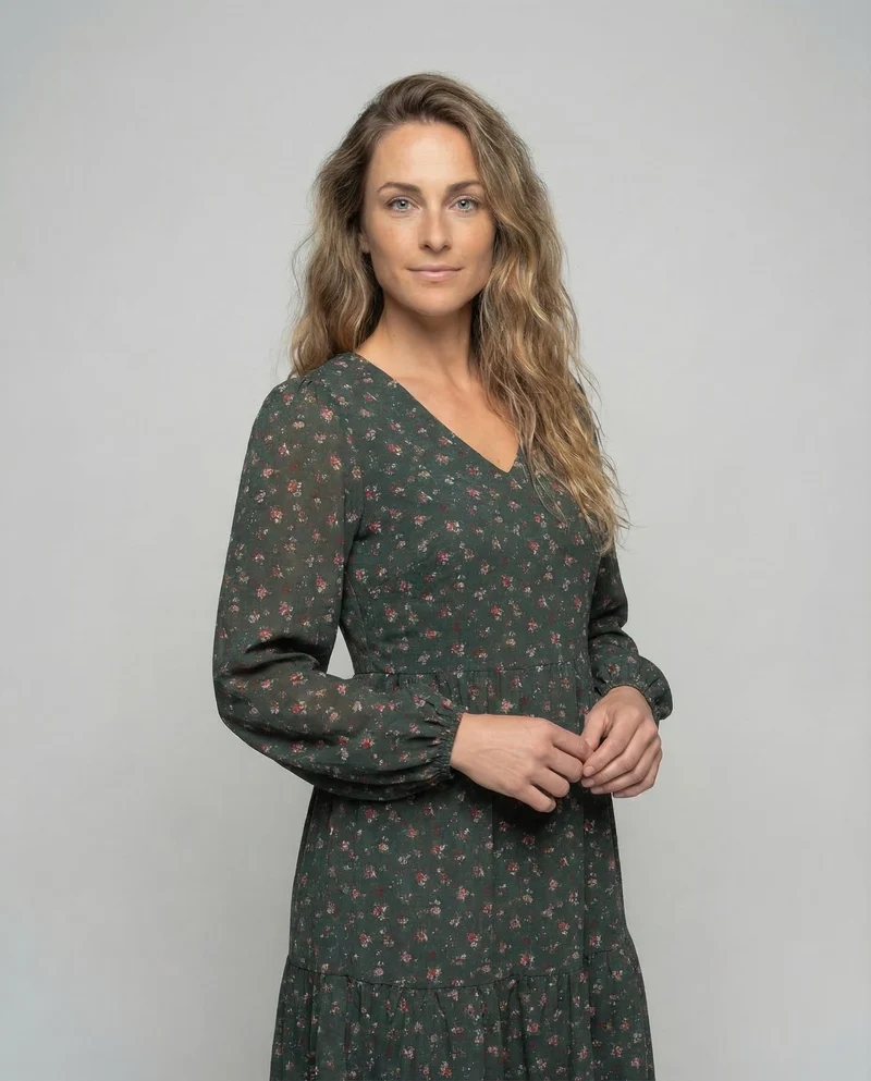 Damen Maxikleid Blumen Stufen