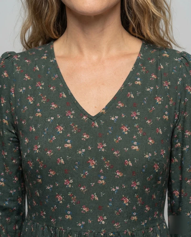 Damen Maxikleid Blumen Stufen