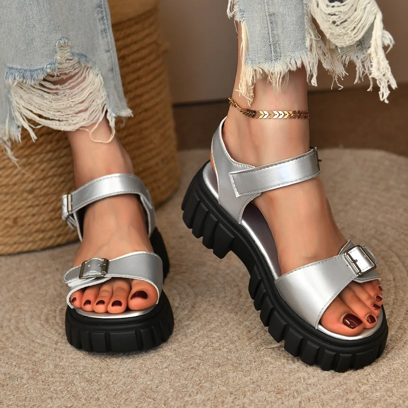 Damen Komfortable Chunky-Sandalen mit verstellbaren Riemen Drune