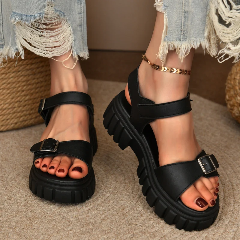 Damen Komfortable Chunky-Sandalen mit verstellbaren Riemen Drune