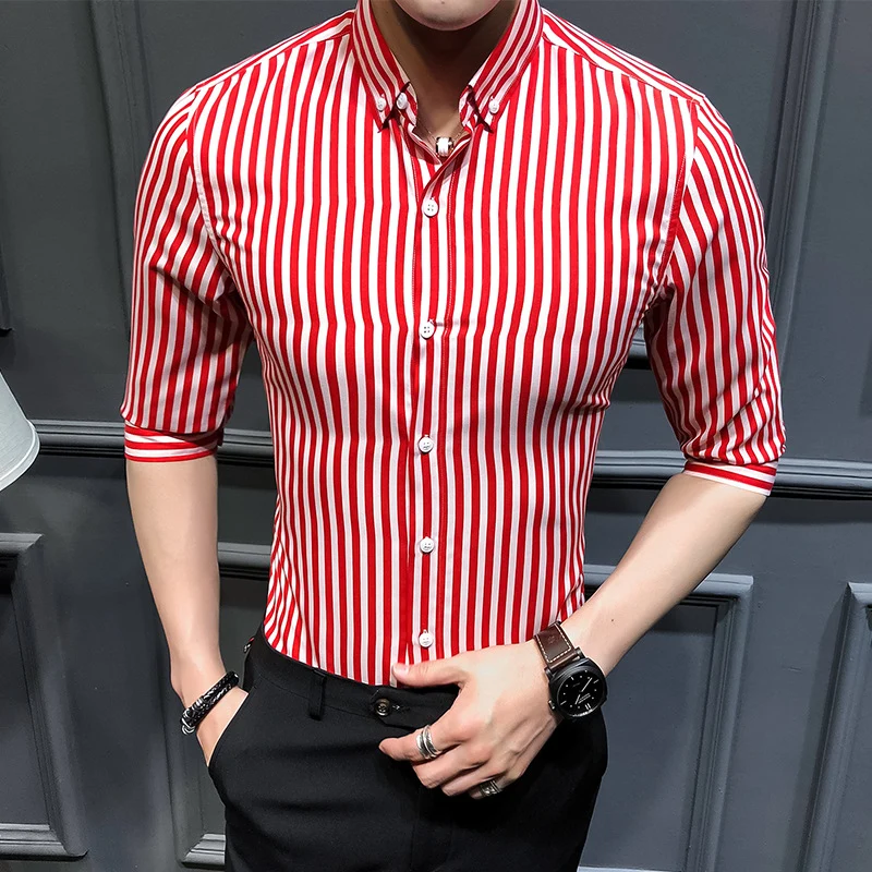 Herren nan gestreiftes Businesshemd mit Button-Down-Kragen und taillierter Silhouette Drune