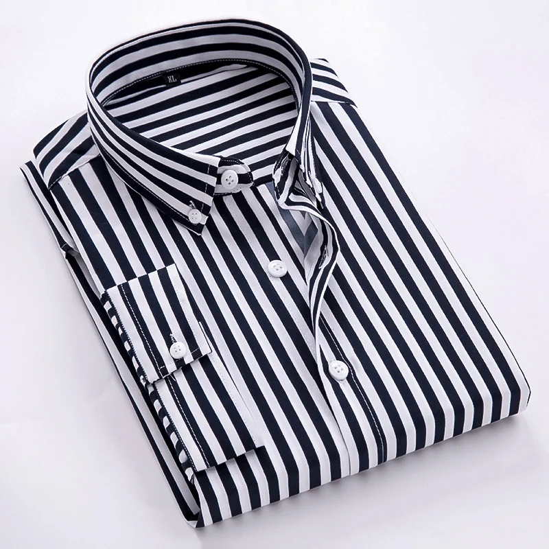 Herren nan gestreiftes Businesshemd mit Button-Down-Kragen und taillierter Silhouette Drune