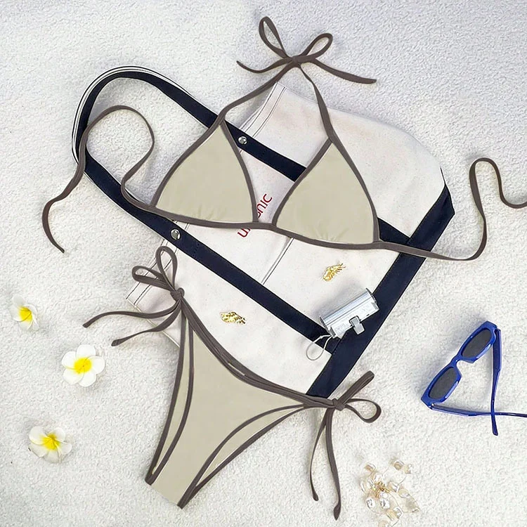 Damen Triangel-Bikini mit verspieltem Kordeldetail Drune