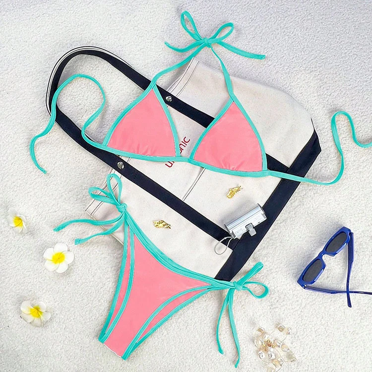 Damen Triangel-Bikini mit verspieltem Kordeldetail Drune