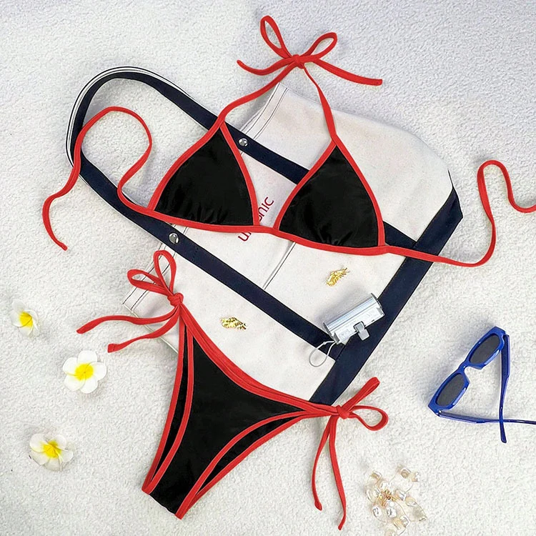 Damen Triangel-Bikini mit verspieltem Kordeldetail Drune