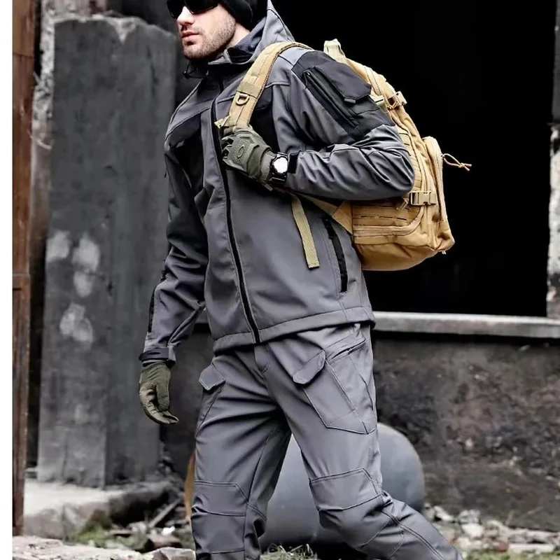 Drune | Outdoor Herren Cargo Set wasserdicht und winddicht mit Kapuze für Wandern und täglichen Gebrauch