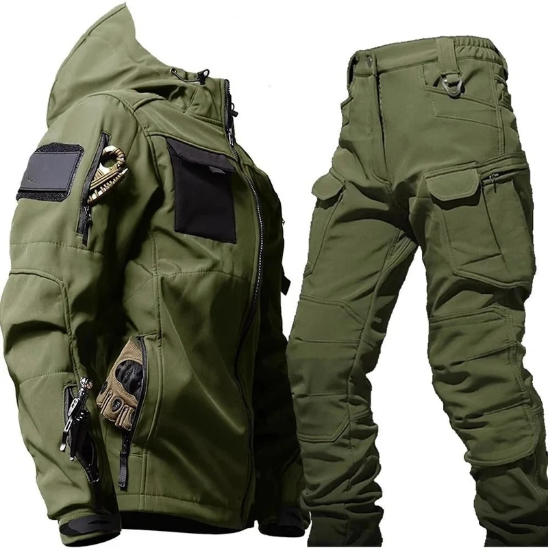 Drune | Outdoor Herren Cargo Set wasserdicht und winddicht mit Kapuze für Wandern und täglichen Gebrauch