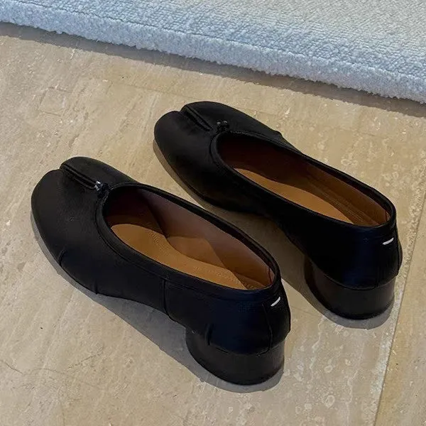 Damen Ballerinas mit spezieller Zehenöffnung und komfortablem Blockabsatz Drune