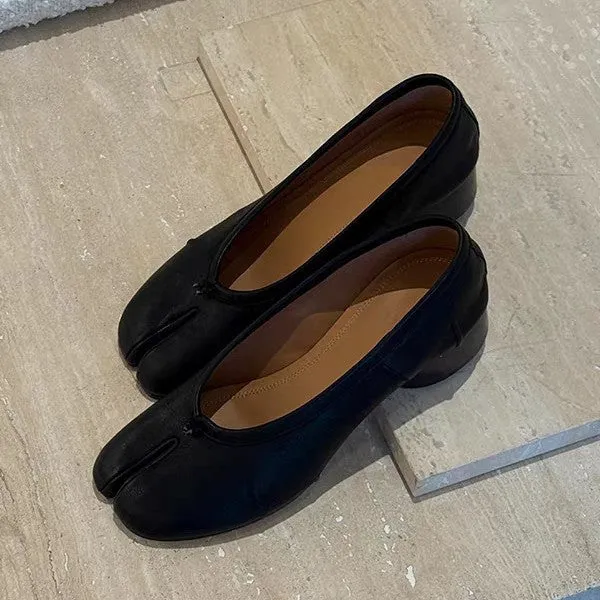 Damen Ballerinas mit spezieller Zehenöffnung und komfortablem Blockabsatz Drune