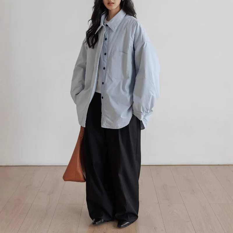Damen Oversized Bluse mit Knopfdetail Drune