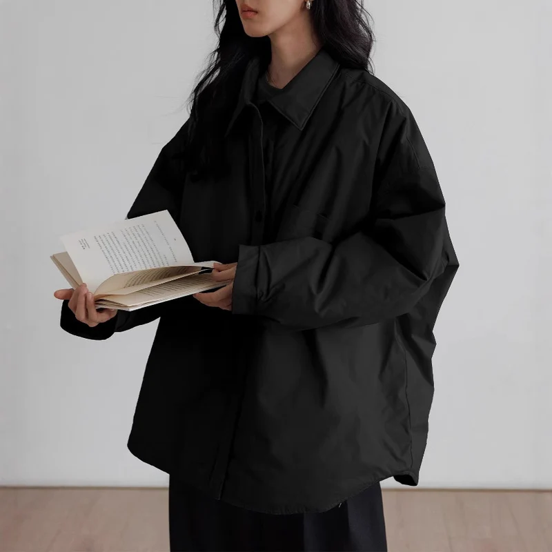 Damen Oversized Bluse mit Knopfdetail Drune