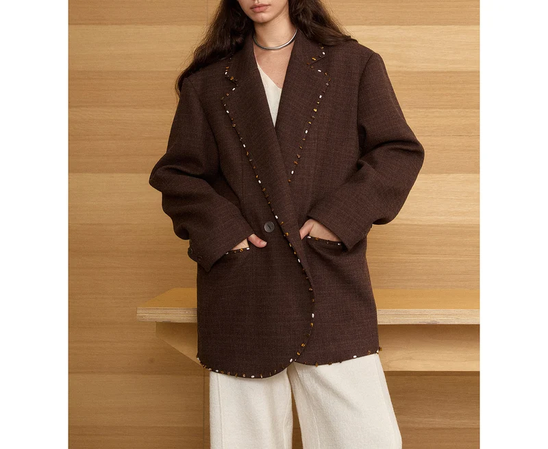 Damen Oversized Blazer mit Dekorstich Drune