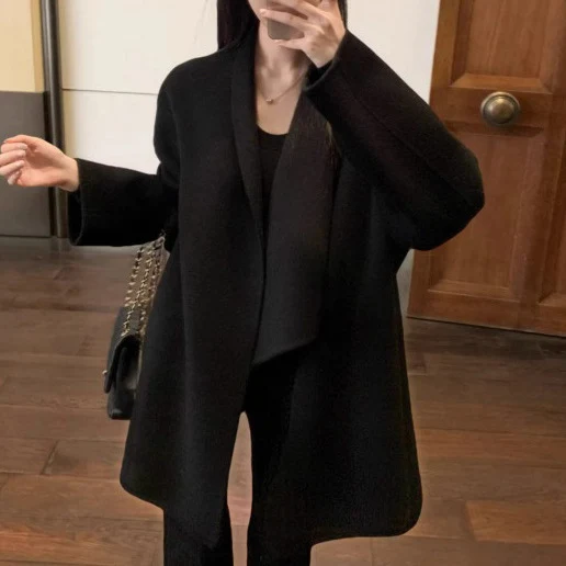 Damen Modischer Oversized-Wollmantel Drune