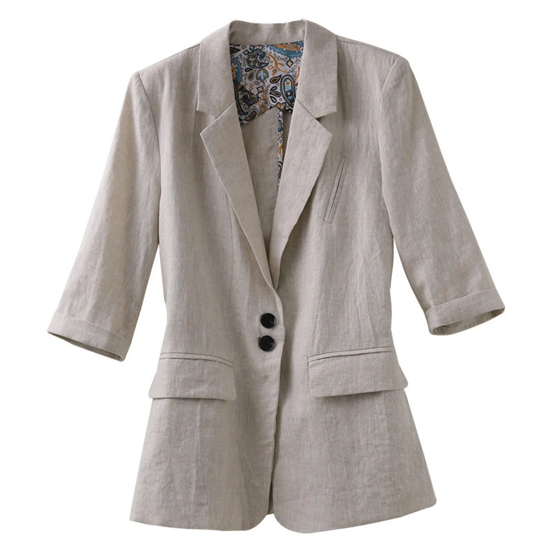 Damen Modischer Leinenblazer Drune
