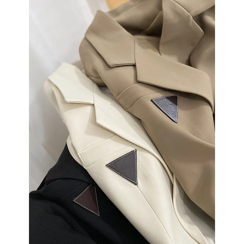 Damen Modischer Doppelreiher Blazer mit Taillengürtel Drune