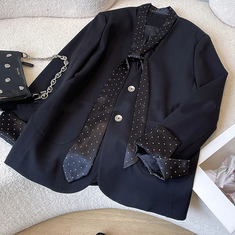 Damen Modischer Blazer mit integriertem Schal Drune