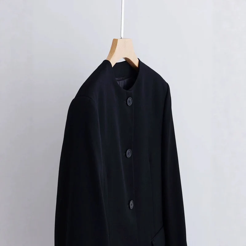 Damen Modischer Blazer mit einfachem Kragen Drune