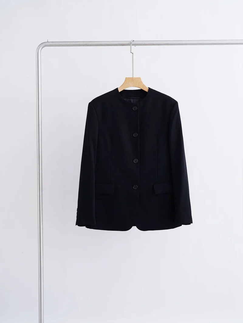 Damen Modischer Blazer mit einfachem Kragen Drune