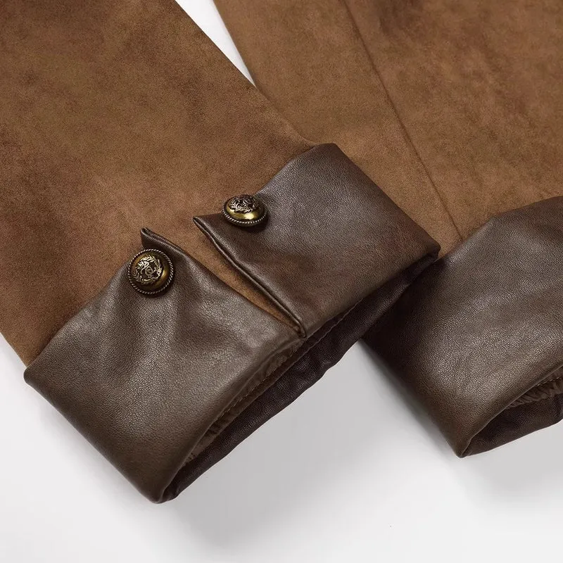 Damen Modische Wildlederjacke mit Taschen Drune