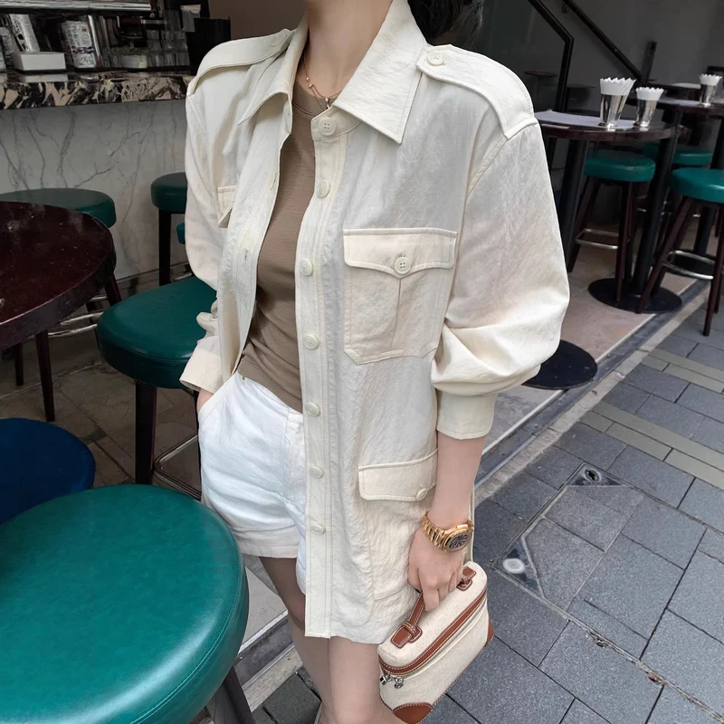 Damen Modische Utility-Jacke mit Taschen Drune