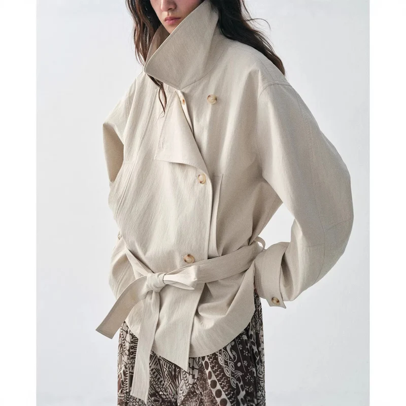 Damen Modische und lässige Jacke mit hohem Kragen Drune