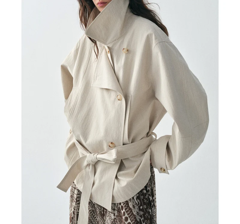 Damen Modische und lässige Jacke mit hohem Kragen Drune