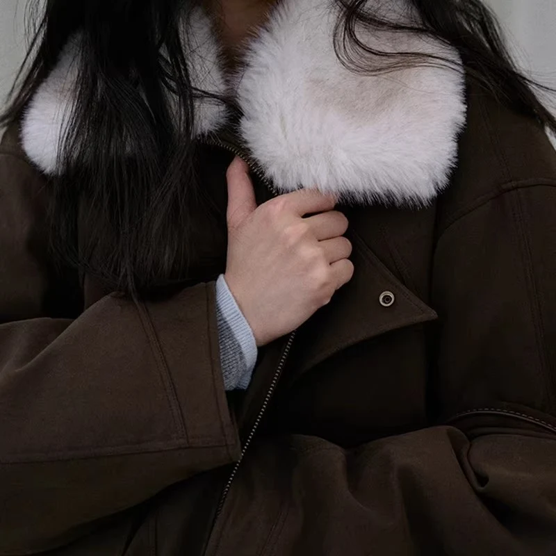 Damen Modische und bequeme Übergangsjacke mit Teddykragen Drune