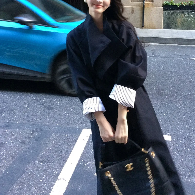 Damen Modische Übergröße Trenchcoat Drune