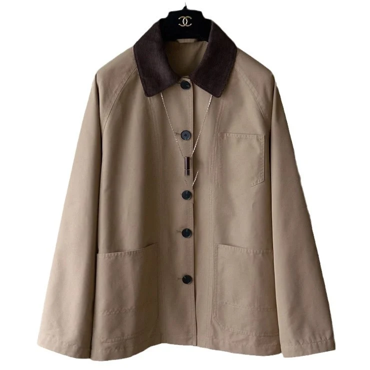 Damen Modische Übergangsjacke mit weichem Kragen Drune