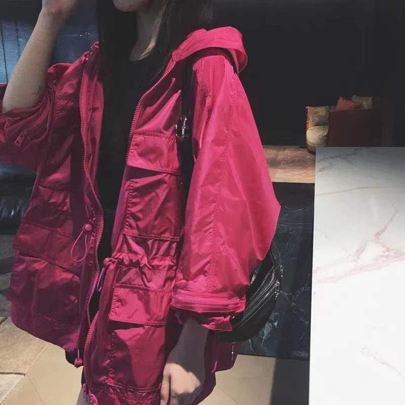 Damen Modische Übergangsjacke mit Kapuze und praktischen Taschen Drune