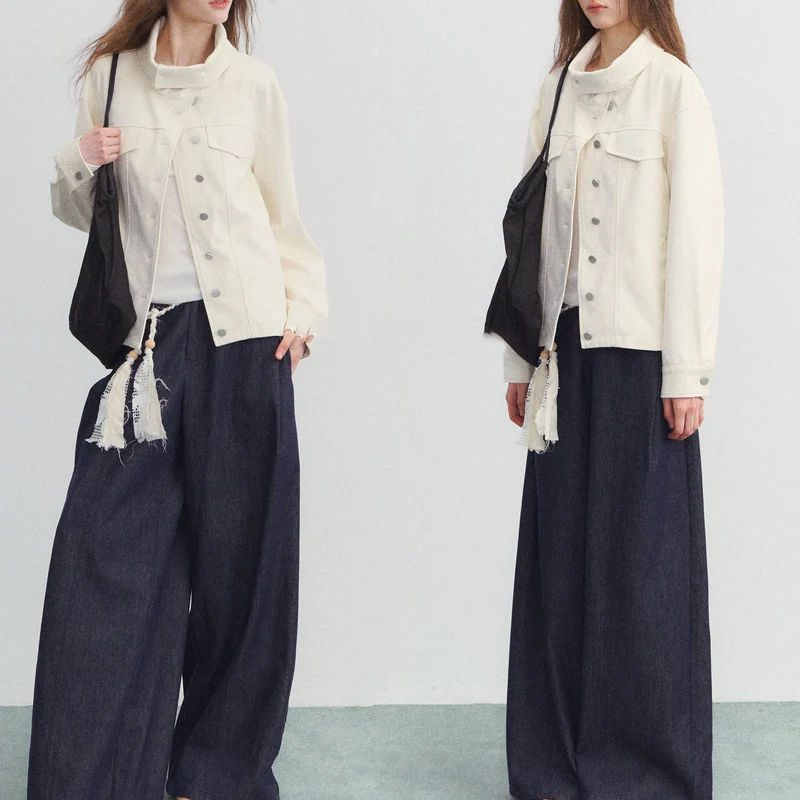Damen Modische Übergangsjacke mit hochgeschlossenem Kragen Drune