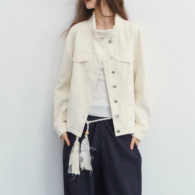 Damen Modische Übergangsjacke mit hochgeschlossenem Kragen Drune