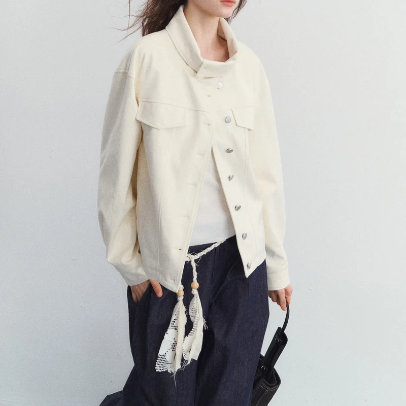 Damen Modische Übergangsjacke mit hochgeschlossenem Kragen Drune