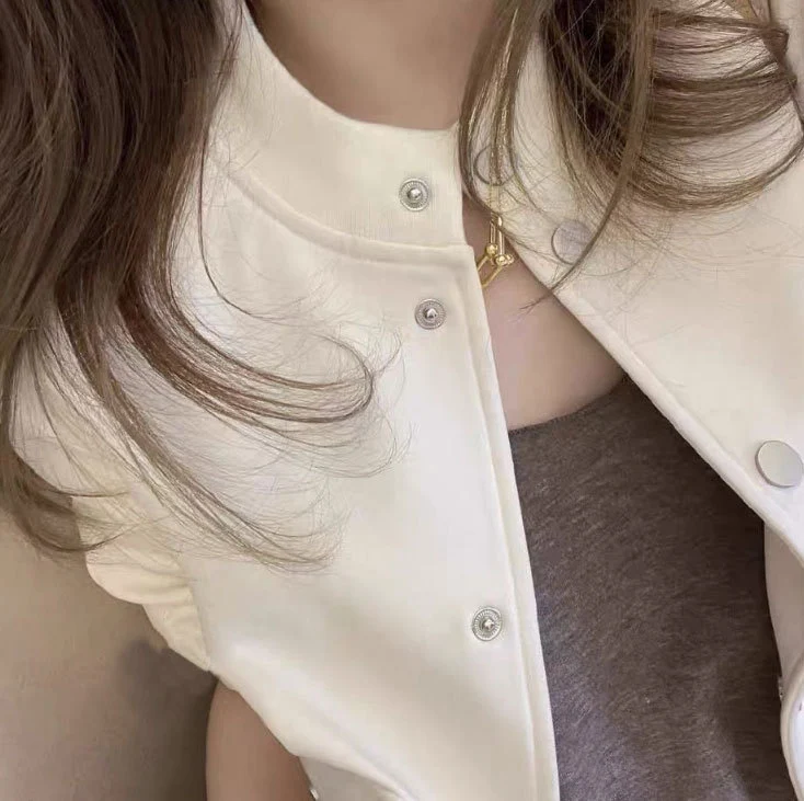 Damen Modische Übergangsjacke mit Druckknopf und lässigem Schnitt Drune
